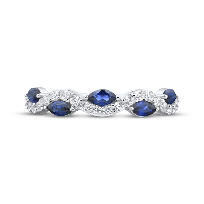 Main Image 3 of Now + Forever Marquise-Cut Blue Sapphire & Diamond Anniversary Ring 1/4 ct tw 10K White Gold