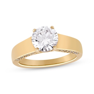 Lab-Grown Diamonds Round-Cut Solitaire Plus Engagement Ring 2-1/8 ct tw 14K Yellow Gold (F/VS2)