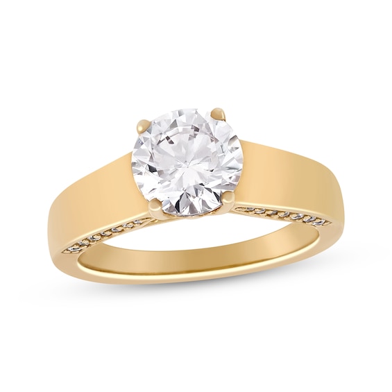 Lab-Grown Diamonds Round-Cut Solitaire Plus Engagement Ring 2-1/8 ct tw 14K Yellow Gold (F/VS2)