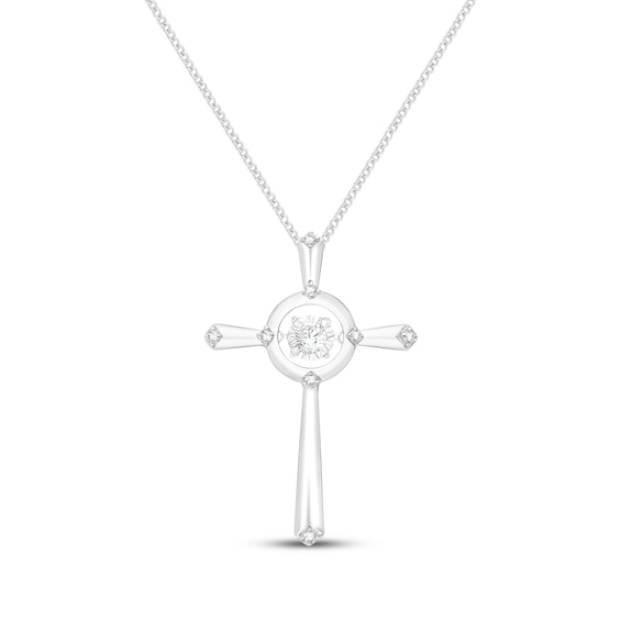 Unstoppable Love Lab-Grown Diamond Cross Necklace 1/10 ct tw Sterling Silver 19"