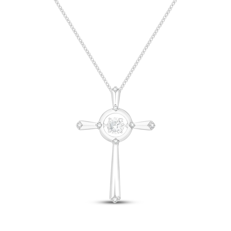 Main Image 1 of Unstoppable Love Lab-Grown Diamond Cross Necklace 1/10 ct tw Sterling Silver 19"
