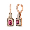 Thumbnail Image 1 of Le Vian Vault Emerald-Cut Rhodolite Garnet Dangle Hoop Earrings 1-1/6 ct tw 14K Strawberry Gold