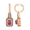 Thumbnail Image 3 of Le Vian Vault Emerald-Cut Rhodolite Garnet Dangle Hoop Earrings 1-1/6 ct tw 14K Strawberry Gold