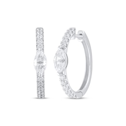 THE LEO Legacy Lab-Grown Diamond Marquise & Round-Cut Hoop Earrings 1-5/8 ct tw 14K White Gold