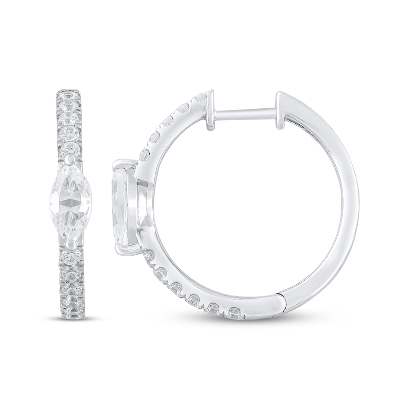 Main Image 2 of THE LEO Legacy Lab-Grown Diamond Marquise & Round-Cut Hoop Earrings 1-5/8 ct tw 14K White Gold