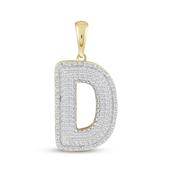 Diamond Puff Letter D Initial Charm 1/3 ct tw 10K Yellow Gold