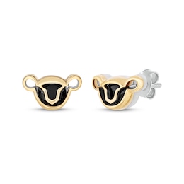 Disney Treasures The Lion King "Simba" Black Onyx Stud Earring Sterling Silver & 10K Yellow Gold