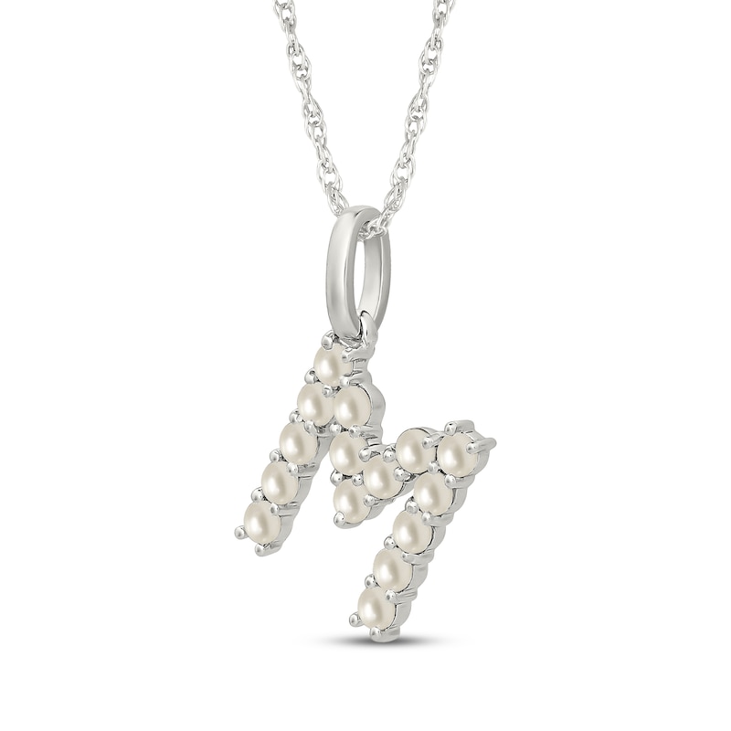 Main Image 2 of Cultured Pearl Letter M Necklace Sterling Silver 18"