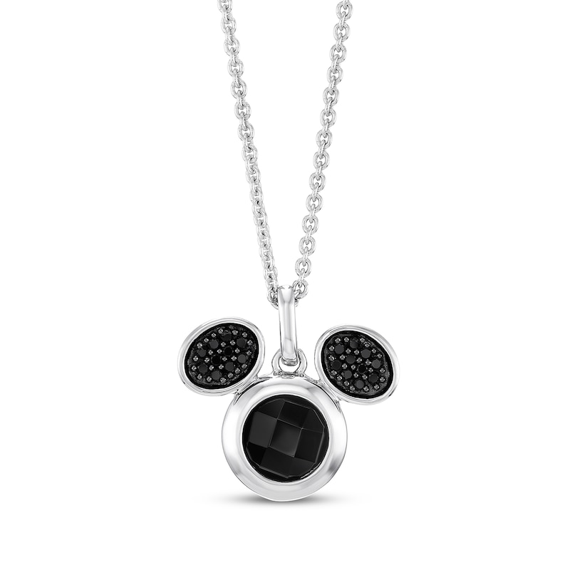 Main Image 1 of Disney Treasures Mickey Mouse Black Onyx & Black Diamond Necklace 1/10 ct tw Sterling Silver 19"