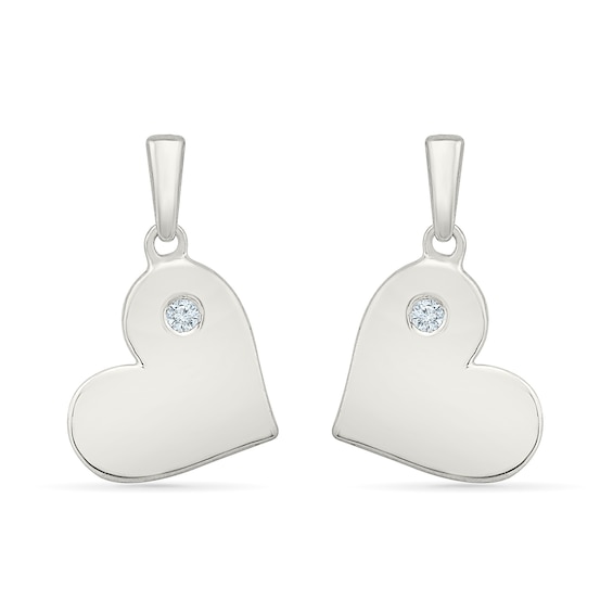KAY Lab-Grown Diamond Accent Slanted Heart Disc Earrings Sterling Silver