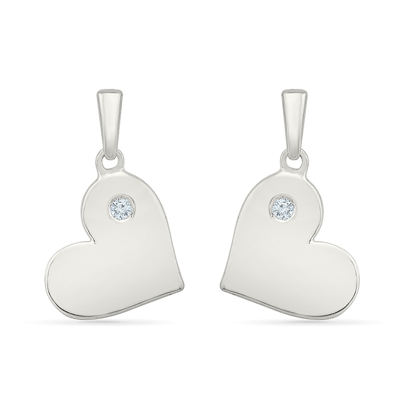 Main Image 1 of KAY Lab-Grown Diamond Accent Slanted Heart Disc Earrings Sterling Silver