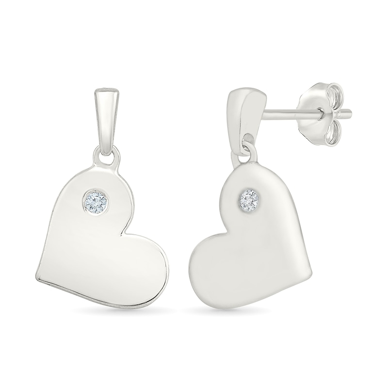 Main Image 2 of KAY Lab-Grown Diamond Accent Slanted Heart Disc Earrings Sterling Silver