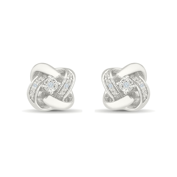 Diamond Accent Swirl Knot Stud Earrings Sterling Silver