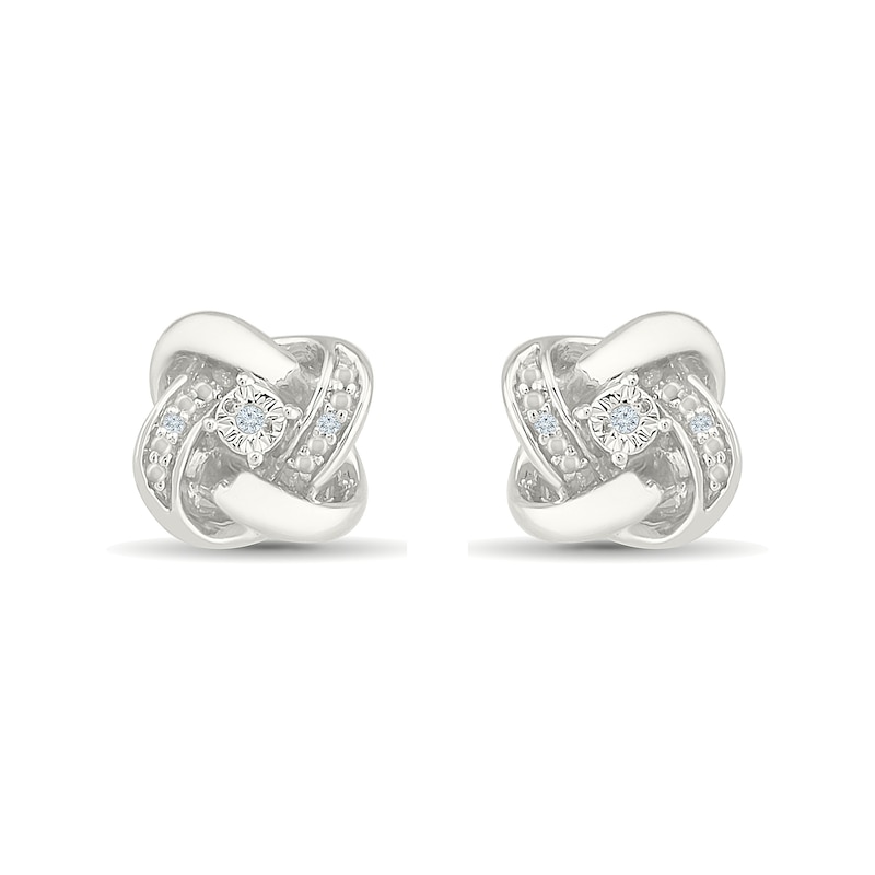 Main Image 1 of Diamond Accent Swirl Knot Stud Earrings Sterling Silver