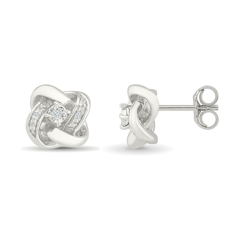 Main Image 2 of Diamond Accent Swirl Knot Stud Earrings Sterling Silver