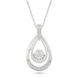 Diamond Accent Cascading Double Teardrop Necklace Sterling Silver
