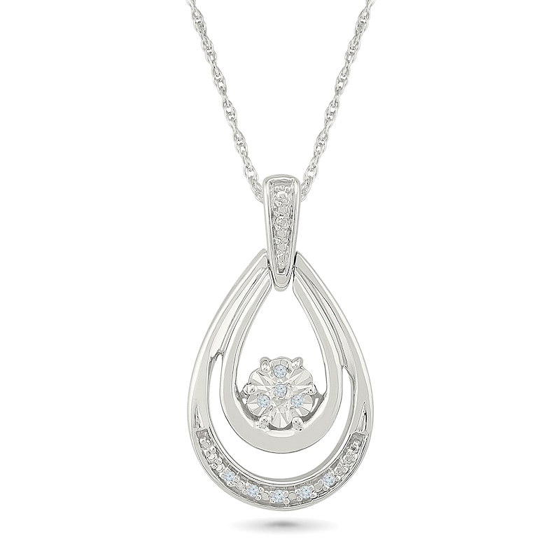 Main Image 1 of Diamond Accent Cascading Double Teardrop Necklace Sterling Silver