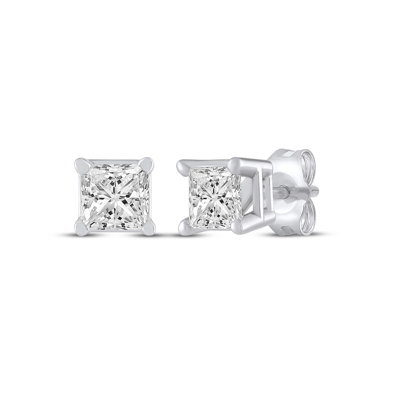 Main Image 1 of KAY Lab-Grown Diamonds Princess-Cut Solitaire Stud Earrings 1/2 ct tw 10K White Gold (F/SI2)