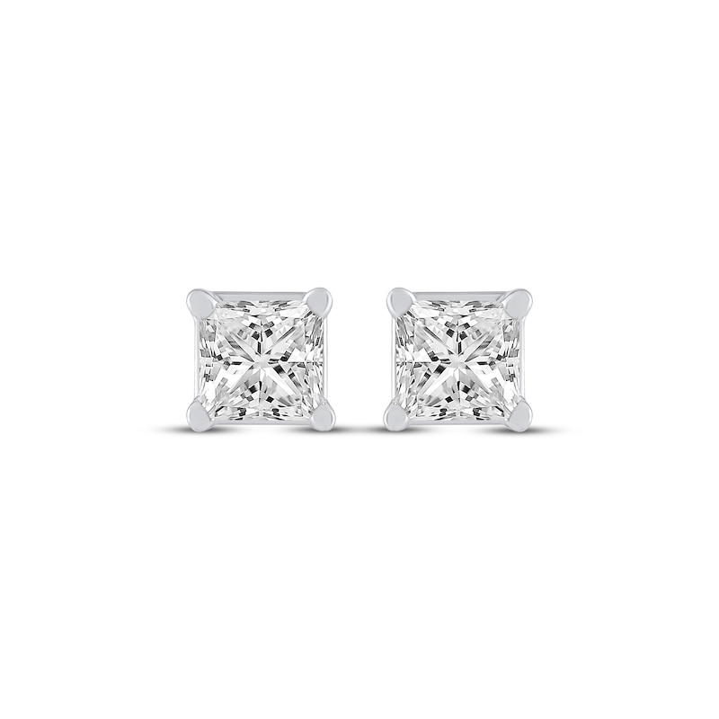Main Image 2 of KAY Lab-Grown Diamonds Princess-Cut Solitaire Stud Earrings 1/2 ct tw 10K White Gold (F/SI2)