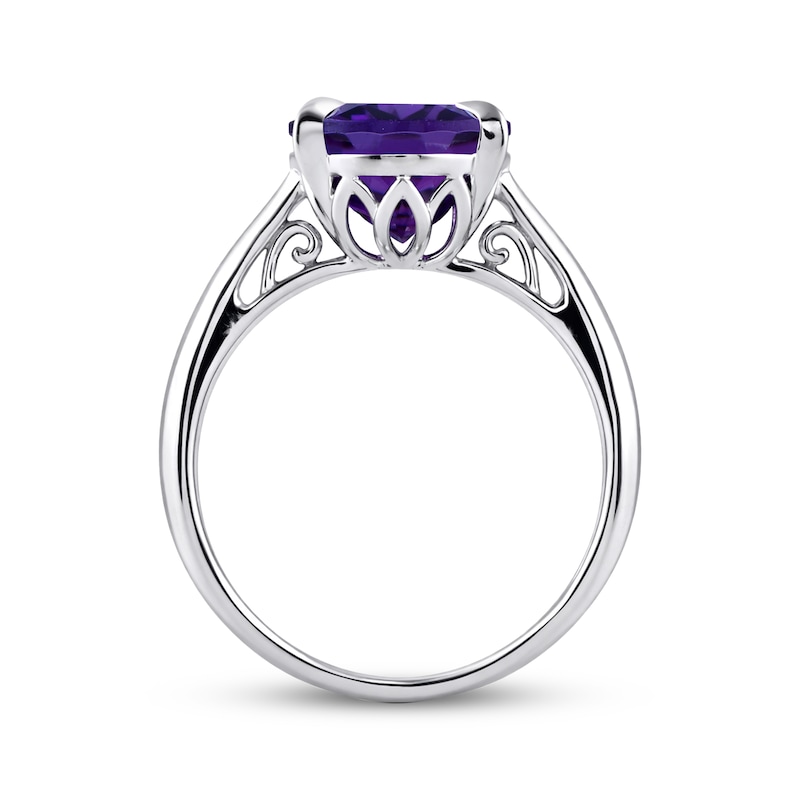 Main Image 2 of Oval-Cut Amethyst Solitaire Ring Sterling Silver