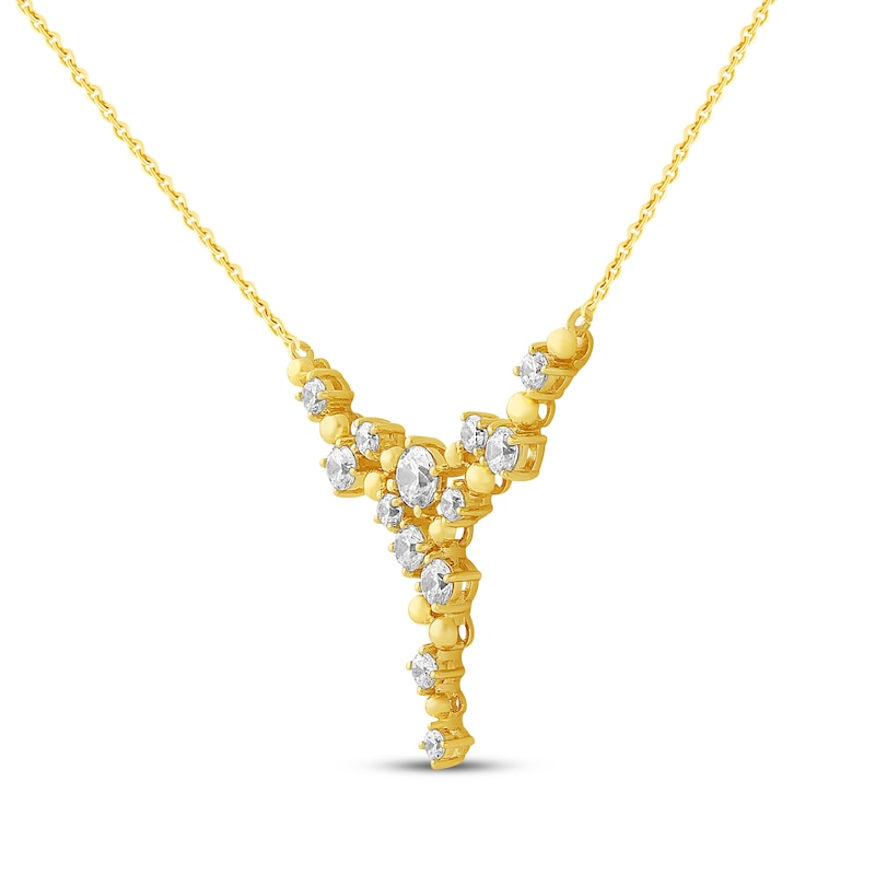 Main Image 2 of JOUJE Collection Lab-Grown Diamond & Bead Scatter Y Necklace 1 ct tw 10K Yellow Gold 18"