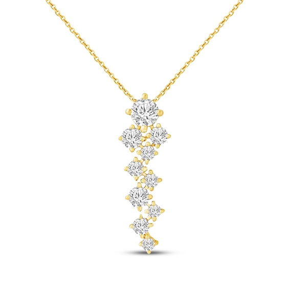 JOUJE Collection Lab-Grown Diamond Scatter Vertical Necklace 1 ct tw 10K Yellow Gold 18"