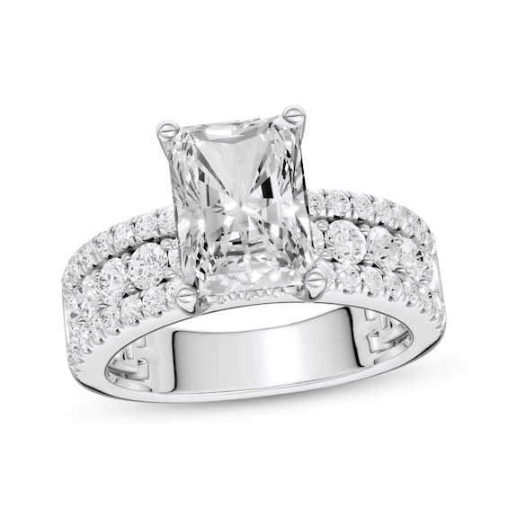 Now + Forever Lab-Grown Diamonds Certified Radiant-Cut Hidden Halo Engagement Ring 3-1/2 ct tw 14K White Gold