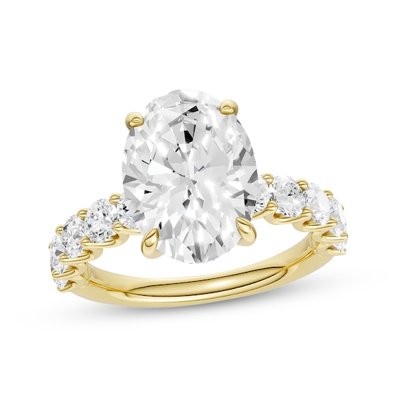 Now + Forever Lab-Grown Diamonds Certified Oval-Cut Engagement Ring 5-1/4 ct tw 14K Yellow Gold