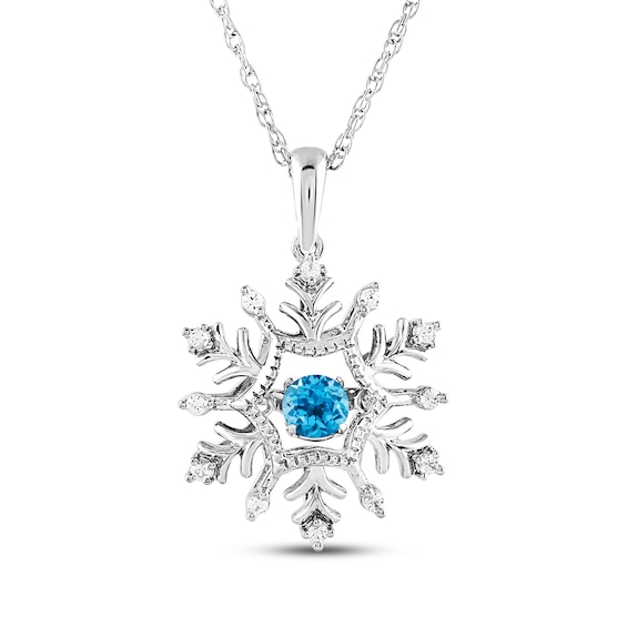 Unstoppable Love Swiss Blue Topaz & White Lab-Created Sapphire Snowflake Necklace Sterling Silver 18"