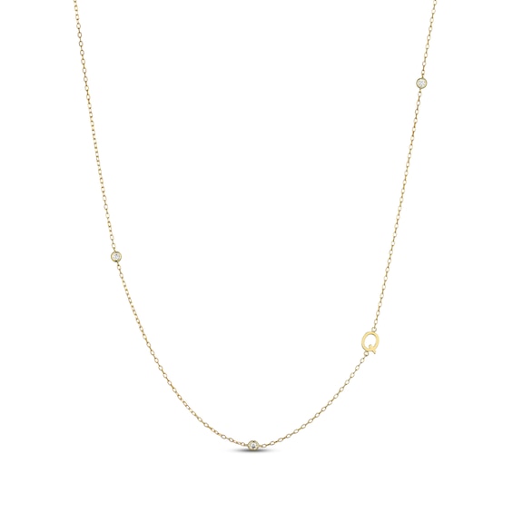 Rocksbox The Sideways Initial Lab-Grown Diamond "Q" Necklace 1/10 ct tw 24K Yellow Gold Vermeil Sterling Silver 19"