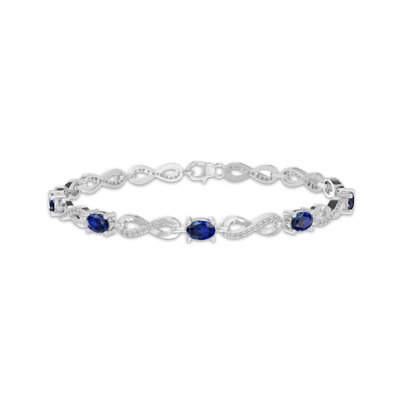 Oval-Cut Blue & White Lab-Created Sapphire Infinity Link Bracelet Sterling Silver 7.25"