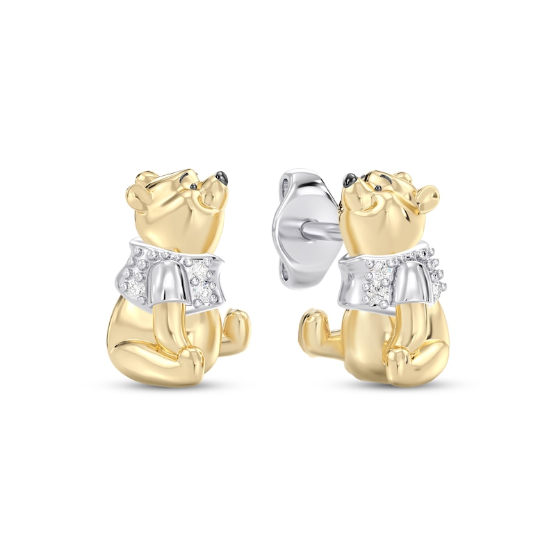 Main Image 1 of Disney Treasures Winnie the Pooh Lab-Grown Diamond Stud Earrings 24K Yellow Gold Vermeil Sterling Silver