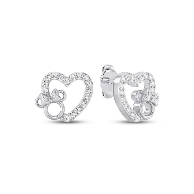 Main Image 1 of Disney Treasures Minnie Mouse Lab-Grown Diamond Stud Earrings 1/6 ct tw Sterling Silver