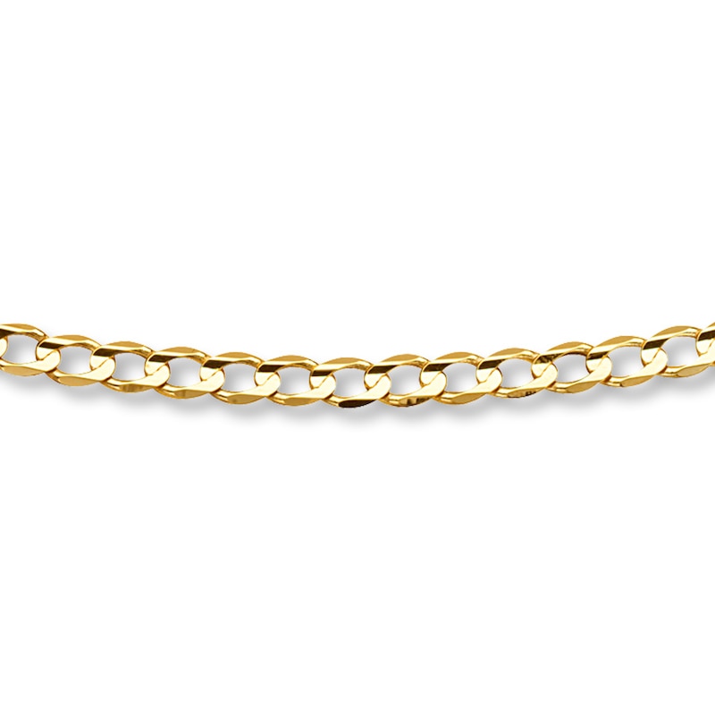 Solid Curb Link Bracelet 10K Yellow Gold 8" with 360