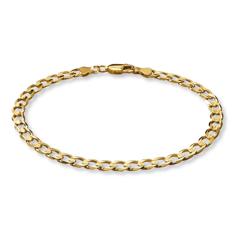 Solid Curb Link Bracelet 10K Yellow Gold 8"