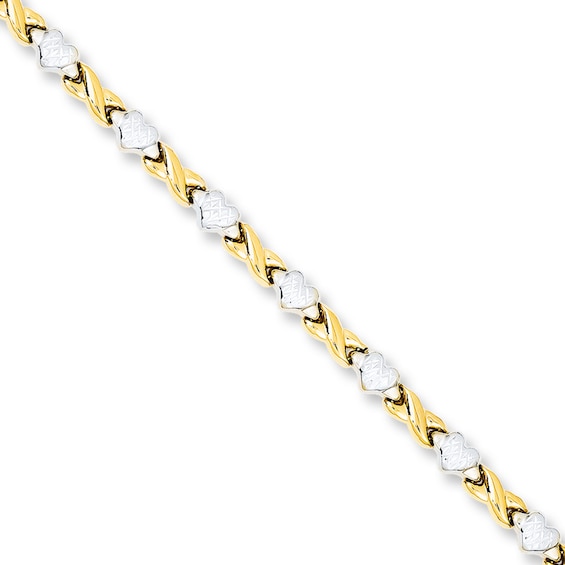 Heart Bracelet 14K Yellow Gold 7"