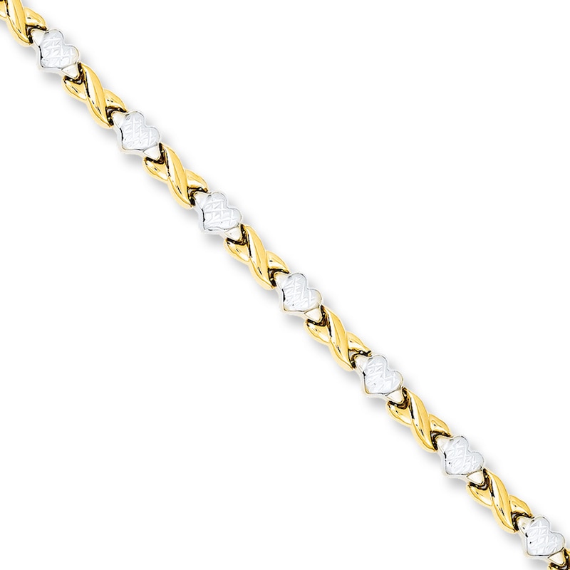 Heart Bracelet 14K Yellow Gold 7"