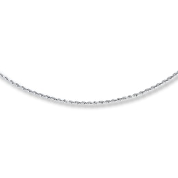 Rope Chain Necklace Semi-Solid 10K White Gold 24"