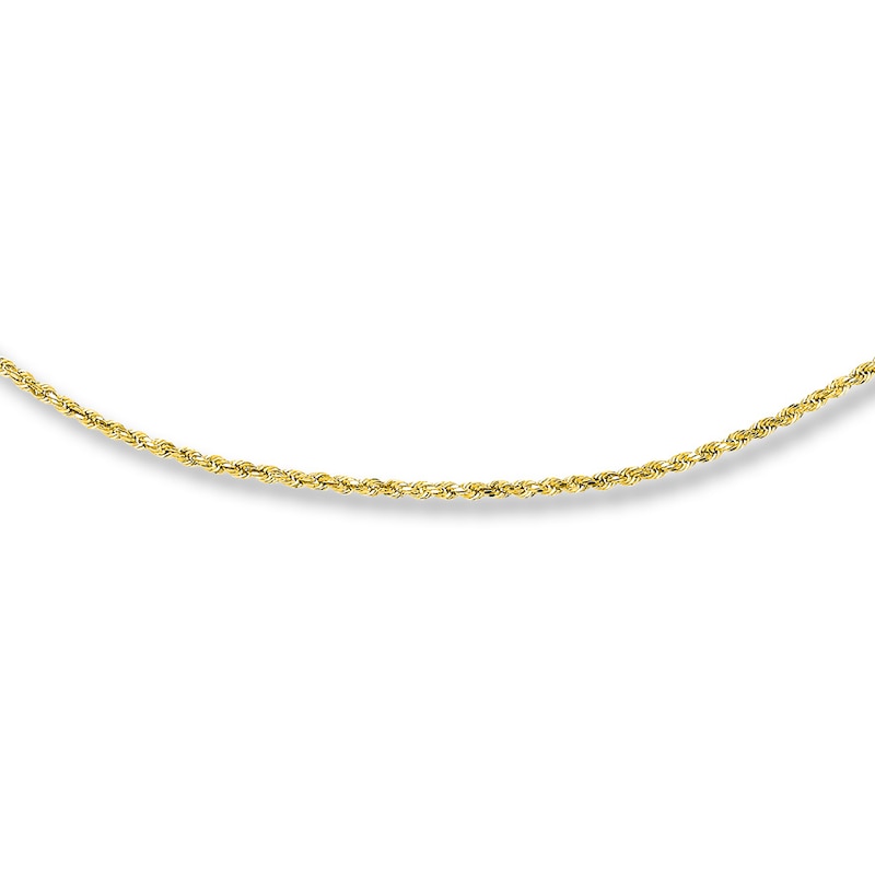 Main Image 1 of Rope Chain Necklace Semi-Solid 10K Yellow Gold