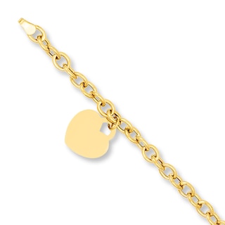 Heart Charm Bracelet 14K Yellow Gold 7.5"