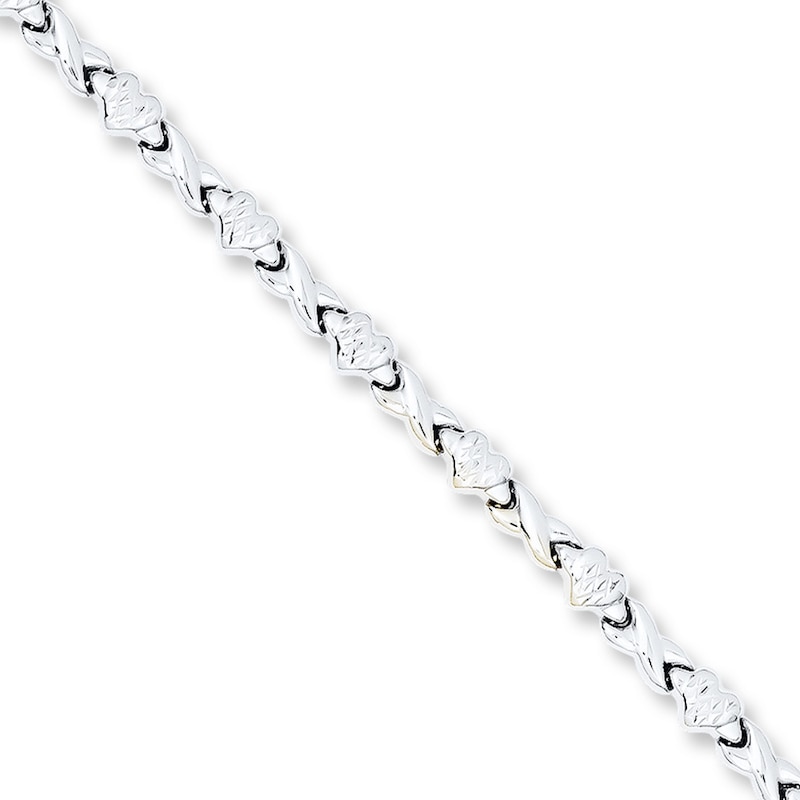Main Image 1 of Heart Bracelet 14K White Gold 7&quot;
