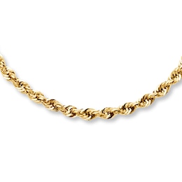 3mm Rope Necklace Hollow 14K Yellow Gold 22"