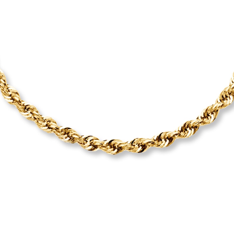 Hollow Rope Necklace 14K Yellow Gold 22"