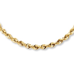 Rope Necklace Hollow 14K Yellow Gold 24"