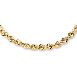 4mm Rope Necklace Hollow 14K Yellow Gold 22"