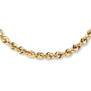 4mm Rope Necklace Hollow 14K Yellow Gold 22"