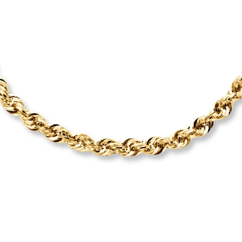 Main Image 1 of 4mm Rope Necklace Hollow 14K Yellow Gold 22&quot;