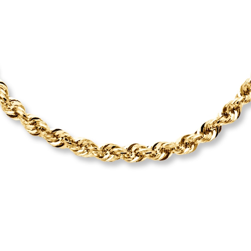 Hollow Rope Necklace 14K Yellow Gold 22"