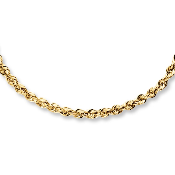 3mm Rope Chain Necklace Hollow 10K Yellow Gold 24"