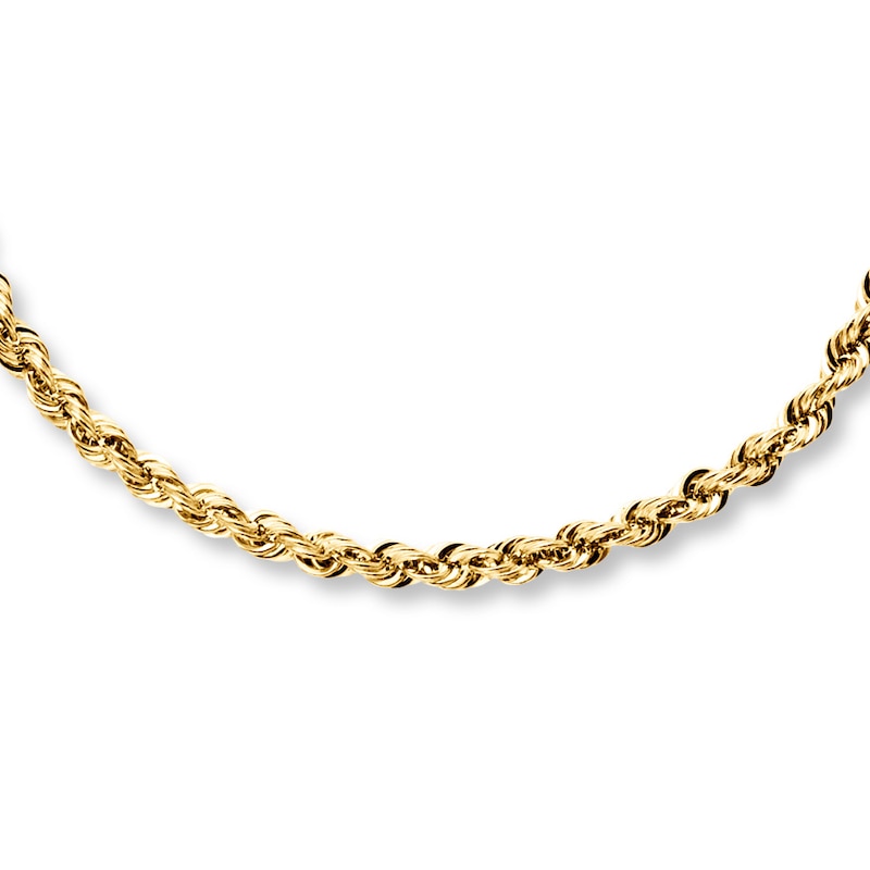 Hollow Rope Necklace 10K Yellow Gold 24"